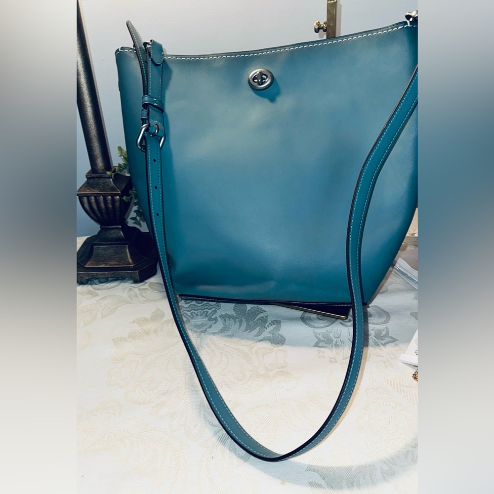 Coach 1941 Leather Duffel Shoulder Bag - Steel Blue - Style 58017 - Picture 3 of 15